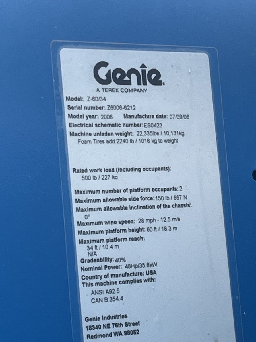 Genie Z60/34 Boom Lift