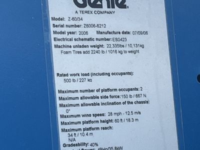 Genie Z60/34 Boom Lift