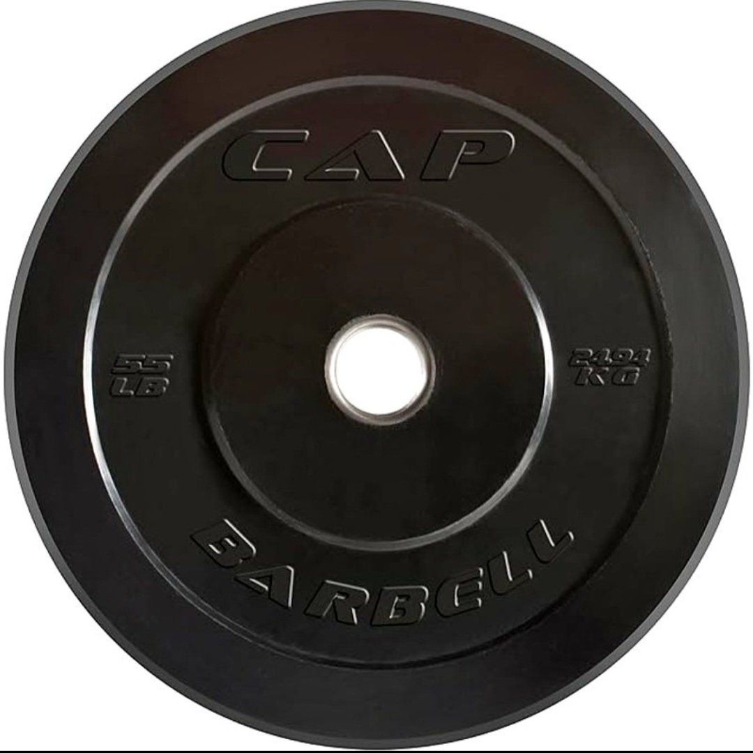 CAP Barbell Rubber Olympic Bumper Plate, 55lbs - Single, ELITE, Black