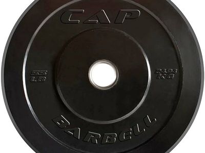 CAP Barbell Rubber Olympic Bumper Plate, 55lbs - Single, ELITE, Black