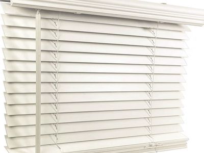 White Faux Wood Horizontal Blinds with Mounting Hardware - Adjustable Slats