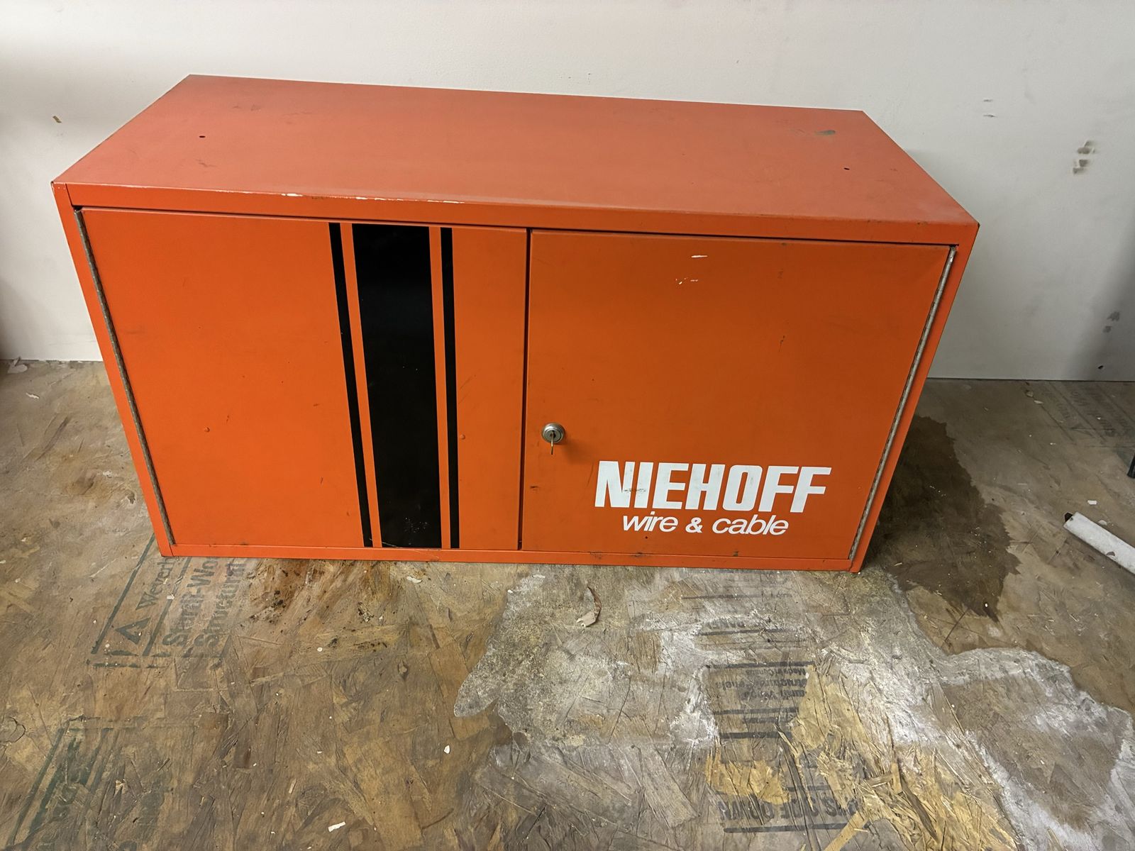 NIEHOFF Wire & Cable Orange Metal Storage Cabinet with Key & Shelf - 30" W x 13" D x 16" H