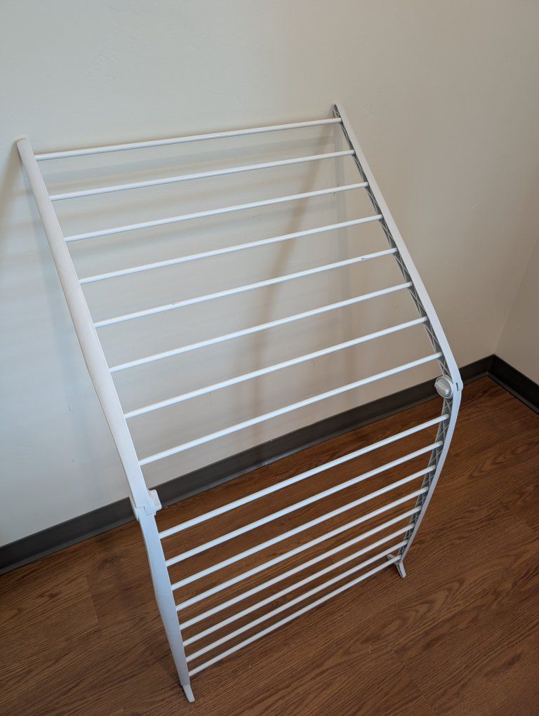 White Foldable Clothes Drying Rack - Compact & Space-Saving Laundry Solution