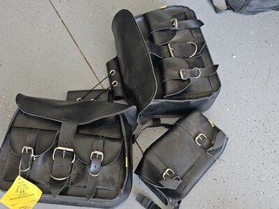 New Willie and Max leather saddlebag with tool bag