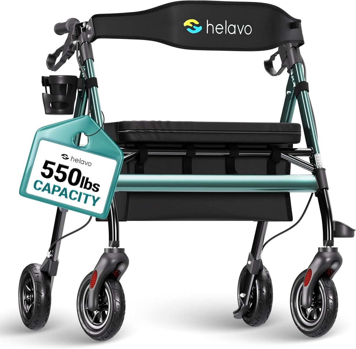 NEW Helavo Bariatric Walker with Large, Height-Adjustable Seat, 550 lbs Weight Capacity