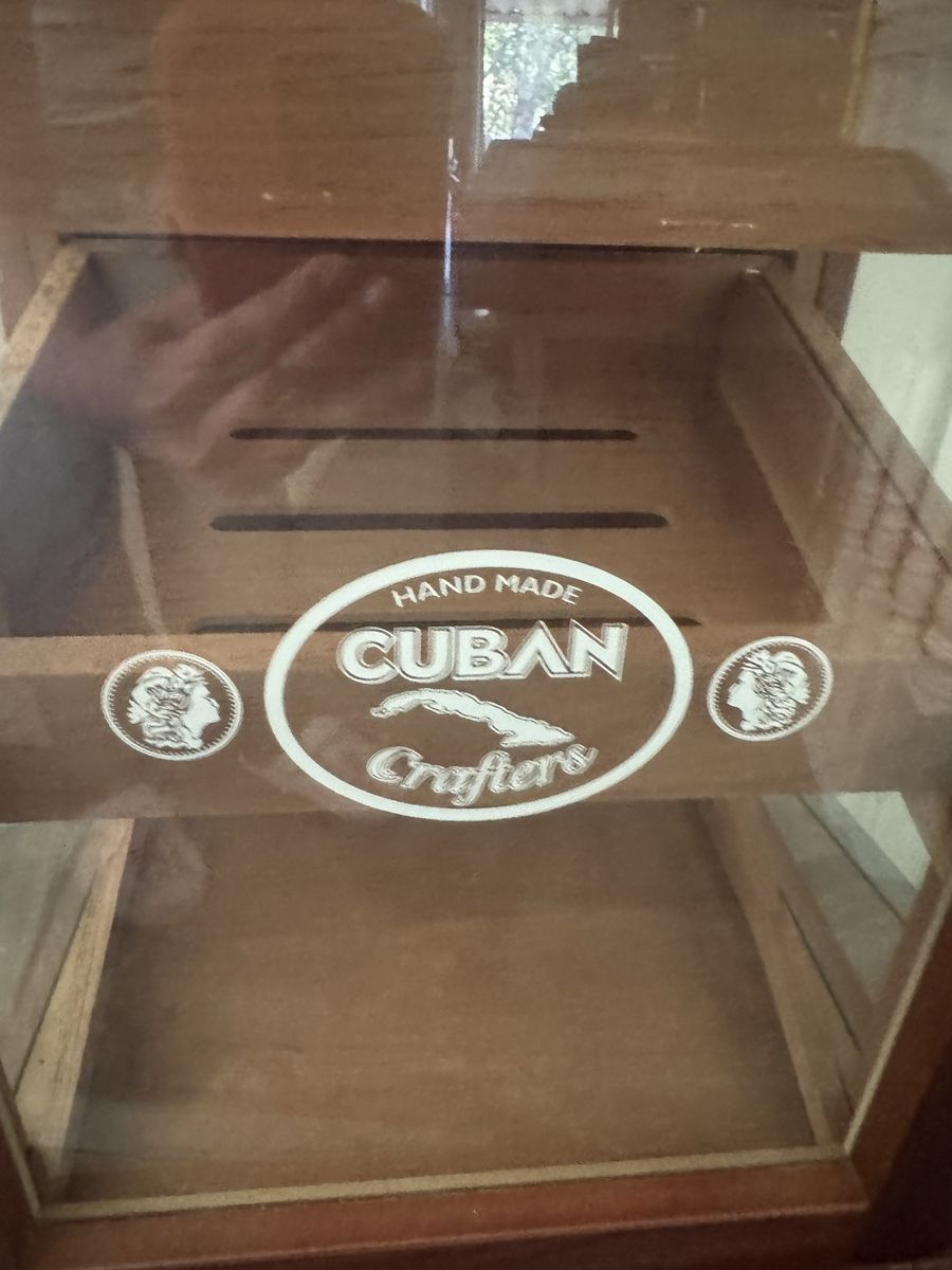 Hand M ade Cuban Crafters Desktop Cigar Humidor with Hygrometer and 3 Drawers
