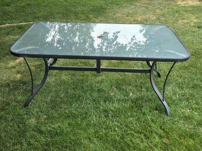 Large 66” Outdoor Glass Top Metal Patio Table