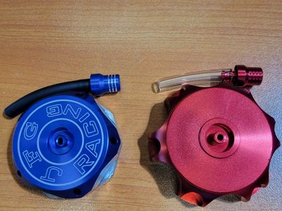 JFG Racing Billet Aluminum Gas Fuel Tank Caps - Blue & Red