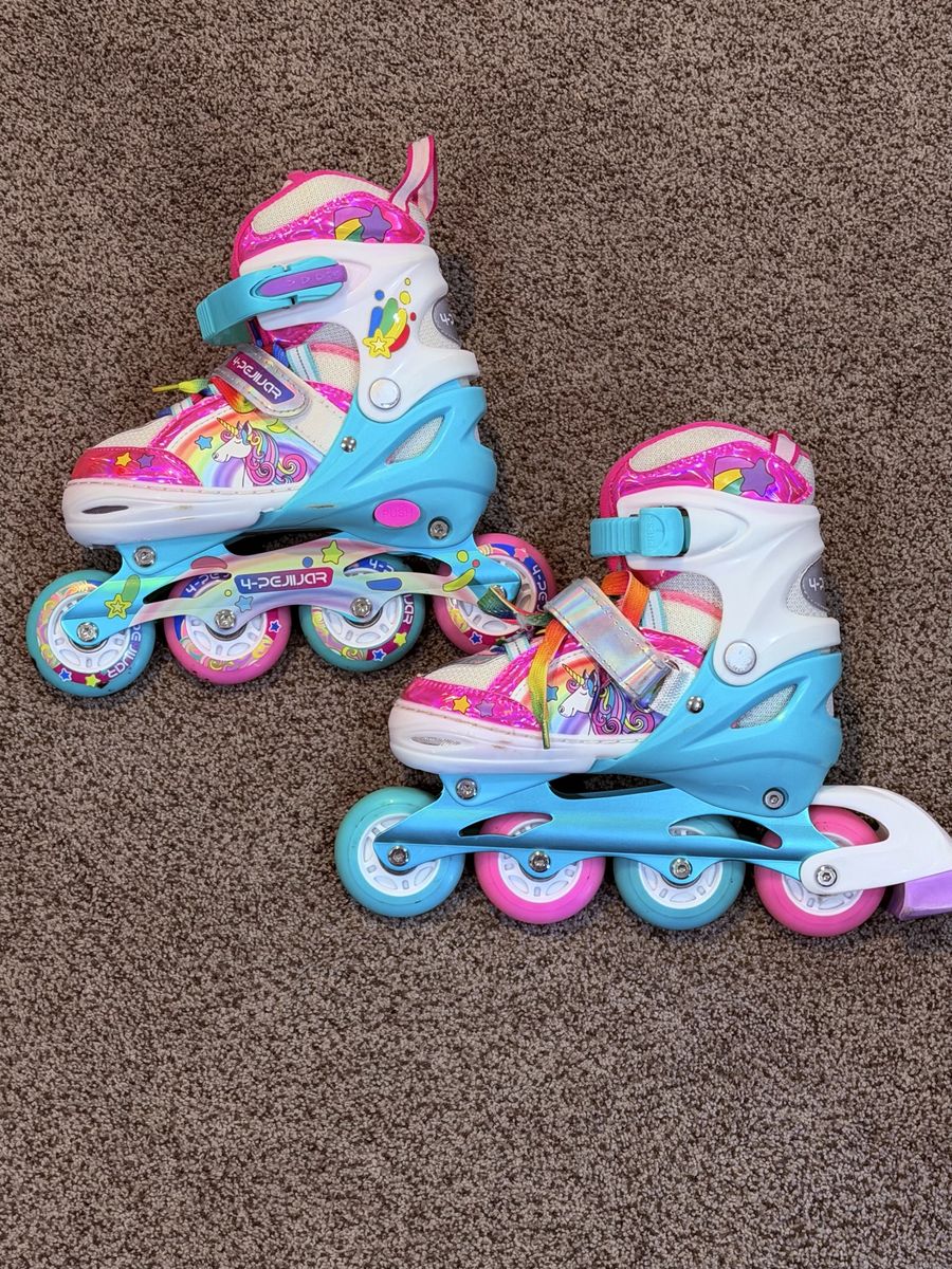 Girls Adjustable Rollerblades Size 1–4 | Ages 6–12 | Excellent Condition