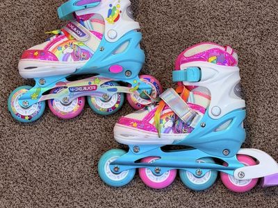 Girls Adjustable Rollerblades Size 1–4 | Ages 6–12 | Excellent Condition