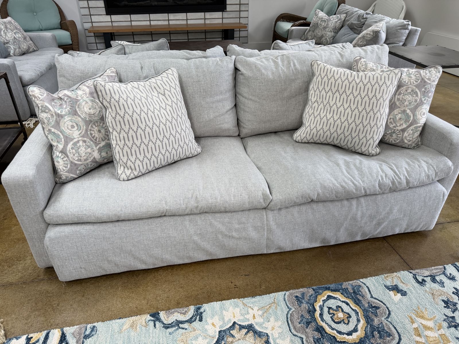 Light Gray Sofa and Loveseat Set with Down-Filled Cushions