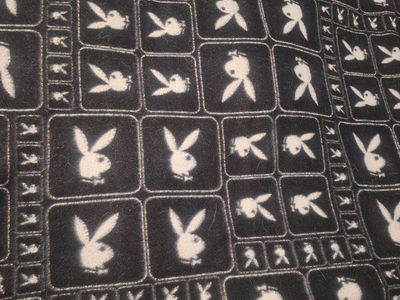 Vintage Playboy Bunny Logo Fleece Throw Blanket Black & White