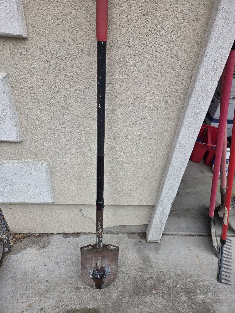 Used Round Point Shovel with Red/Black Handle - Durable Garden Tool for Digging -2 available