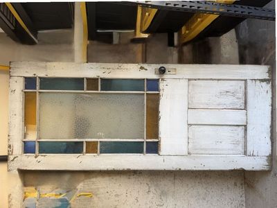 Victorian Architectural Door with Stained Glass and Patterned Glazing