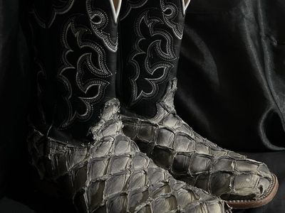 Cody James Exotic Scale Western Cowboy Boots Black Grey Size 9