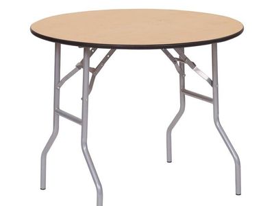36 inch WFT Series Birch Wood Round Folding Table - Rubber Edge