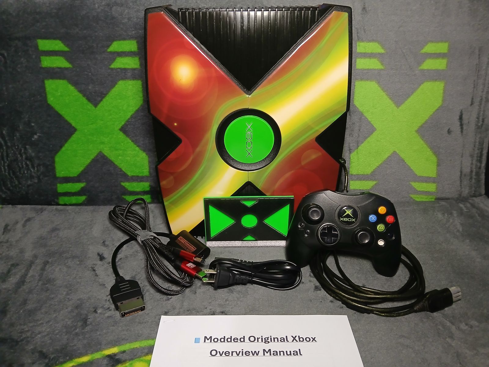 XX-box - Modded 4tb Original OG Xbox - Refurb - OEM Controller + HDMI Upgrade & Power Cord + Vertical Stand + Overview Manual