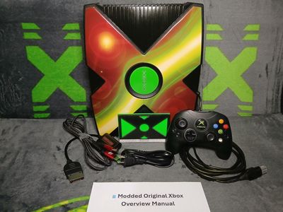 XX-box - Modded 4tb Original OG Xbox - Refurb - OEM Controller + HDMI Upgrade & Power Cord + Vertical Stand + Overview Manual