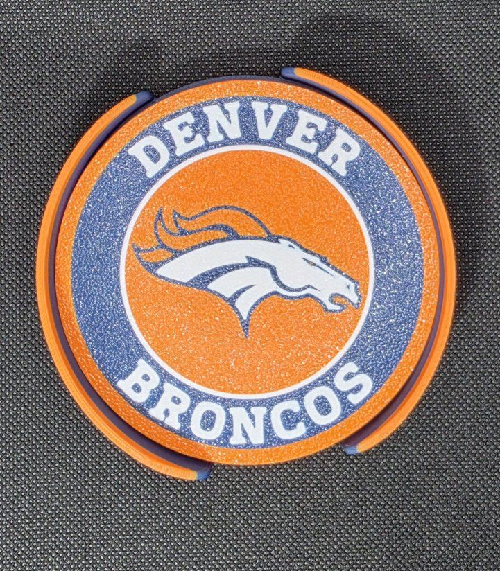 Denver Broncos Coaster Set with Holder - 4 Pack