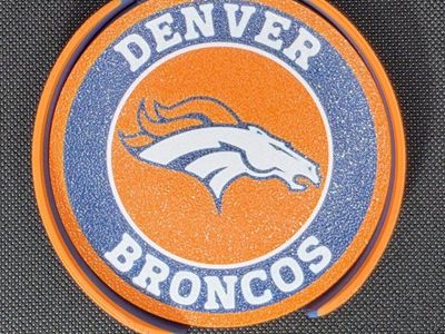 Denver Broncos Coaster Set with Holder - 4 Pack
