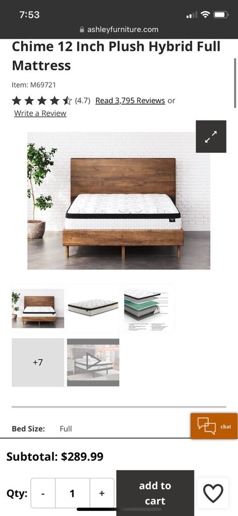 Full Size  Ashley Chime Hybrid 12in Firm Mattress