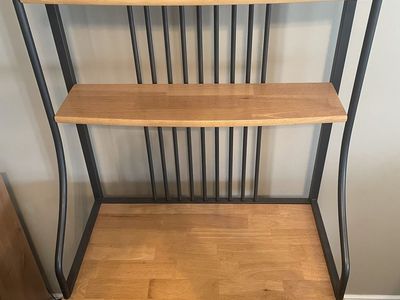 Bakers Rack Metal Frame Wood Shelves - Excellent condition, barely used