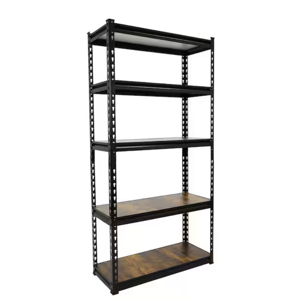 KING'S RACK Black 5-Tier Boltless Tier Height Adjustable Garage Steel Storage Rack Shelving Units (30 in W x 60 in H x 12 in D)