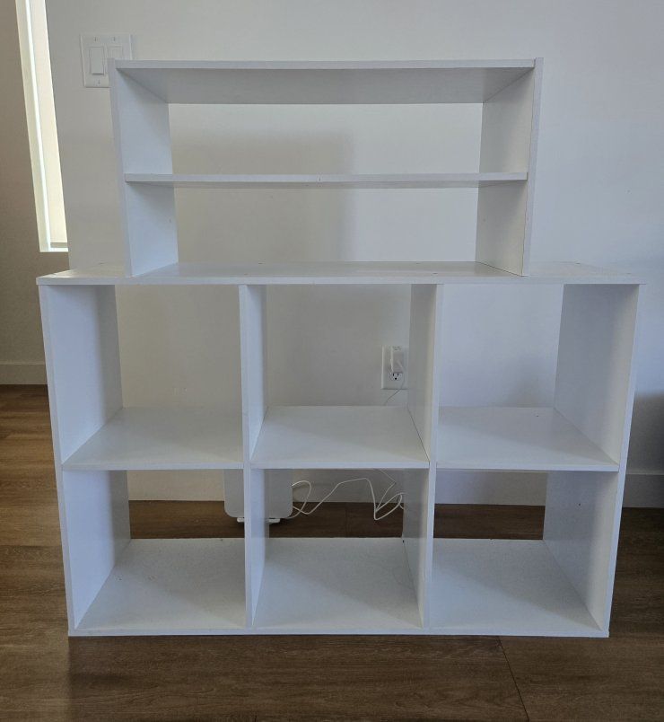 White Cube Storage Shelf Unit - 6 Cubby Organizer with Detachable 2-Shelf Top - Versatile & Space-Saving