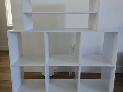 White Cube Storage Shelf Unit - 6 Cubby Organizer with Detachable 2-Shelf Top - Versatile & Space-Saving