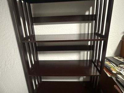 Dark Wood Mission Style Bookshelf Display Shelf 4 Tier
