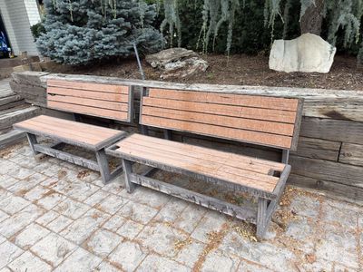 Lifetime Pair of Used Outdoor convertible Benches/picnic table- steel frame