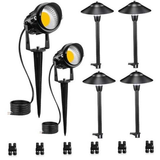 SUNVIE LED Low Voltage Landscape Lighting Kit – 6 Pack Pathway & Spot Lights