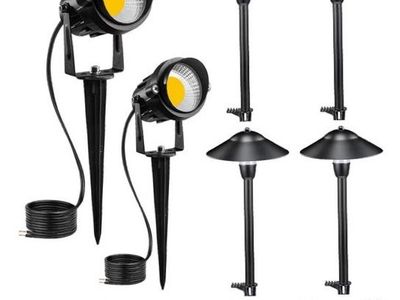 SUNVIE LED Low Voltage Landscape Lighting Kit – 6 Pack Pathway & Spot Lights