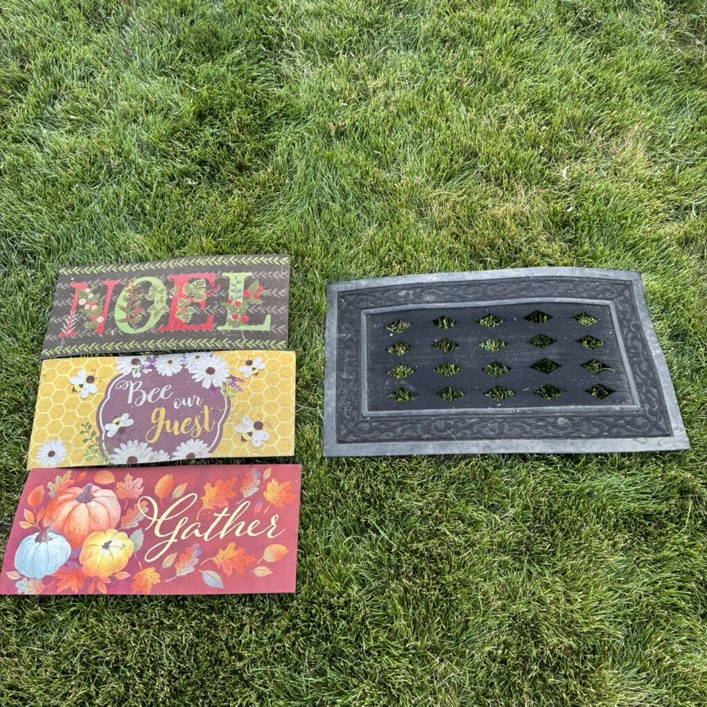 Custom Indoor-Outdoor Door Mat & 3 mats Fall Xmas