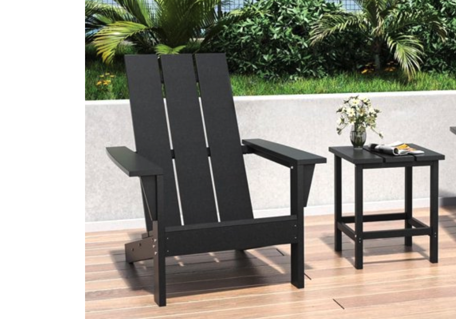 New in Box, Adirondack Chair Set With Table, Heavy All-Weather HDPE.Outdoor Lounge Chair