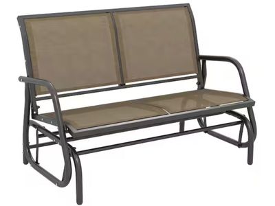 Outsunny Outdoor Glider Bench for 2 People Light Mixed Brown Color Maximum Load 572 lbs.