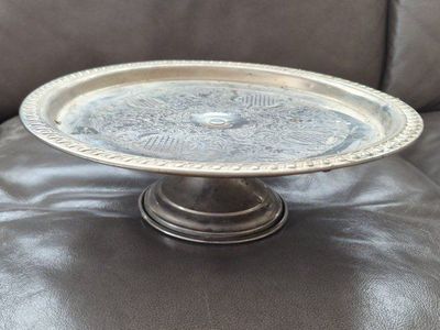 Vintage Silver Plated Cake Stand - Ornate Serving Tray, Pedestal Style