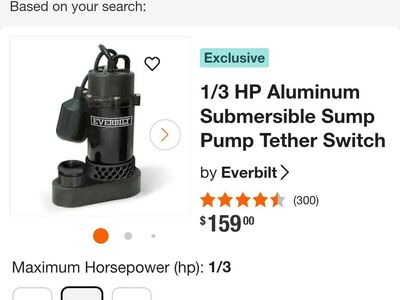 1/3 HP Everbilt Submersible Sump Pump