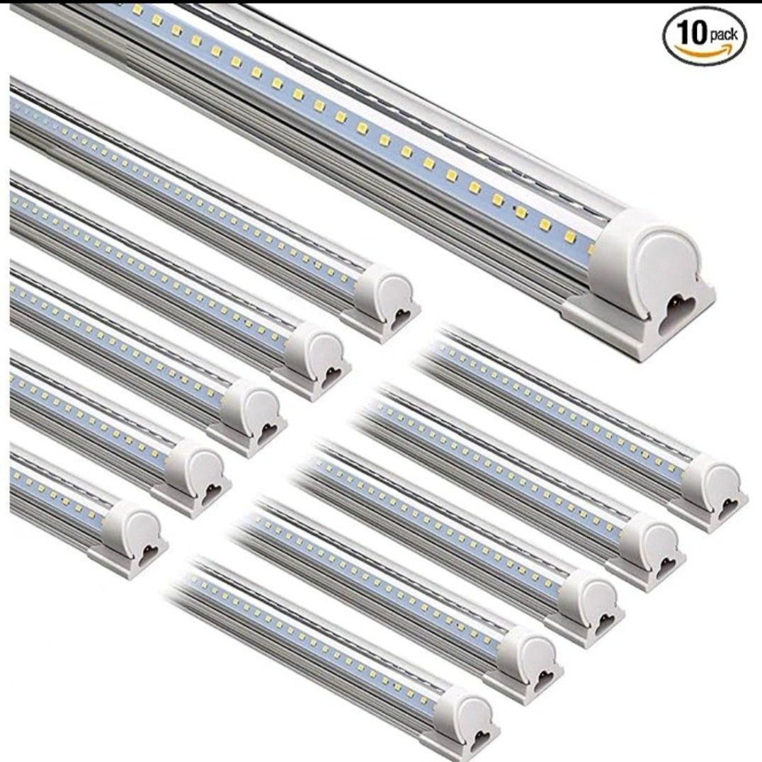 Barrina LED Shop Lights 8FT, 72W 10000LM 5000K, Daylight White, T8 LED Garage Lights, V Shape Clear Cover, High Output Tube, Lin