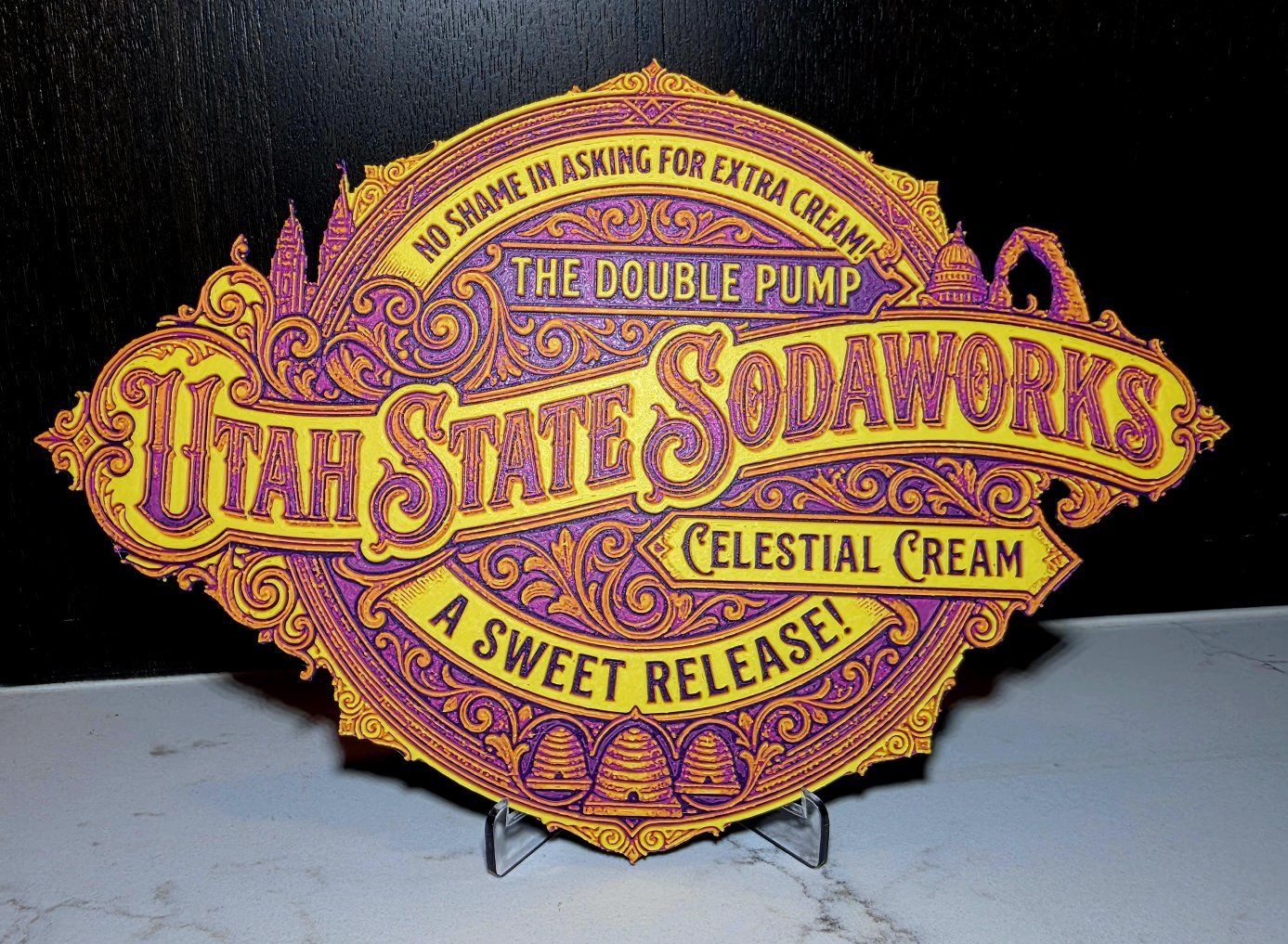 Utah State Sodaworks "The Double Pump" Celestial Cream Sign - A Sweet Release!