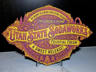 Utah State Sodaworks "The Double Pump" Celestial Cream Sign - A Sweet Release!