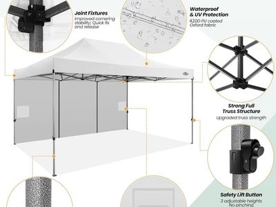 COBIZI 10x15 FT Pop-Up Canopy Tent with 4 Removable Sidewalls, Waterproof & UV Protection. Excellent condition.