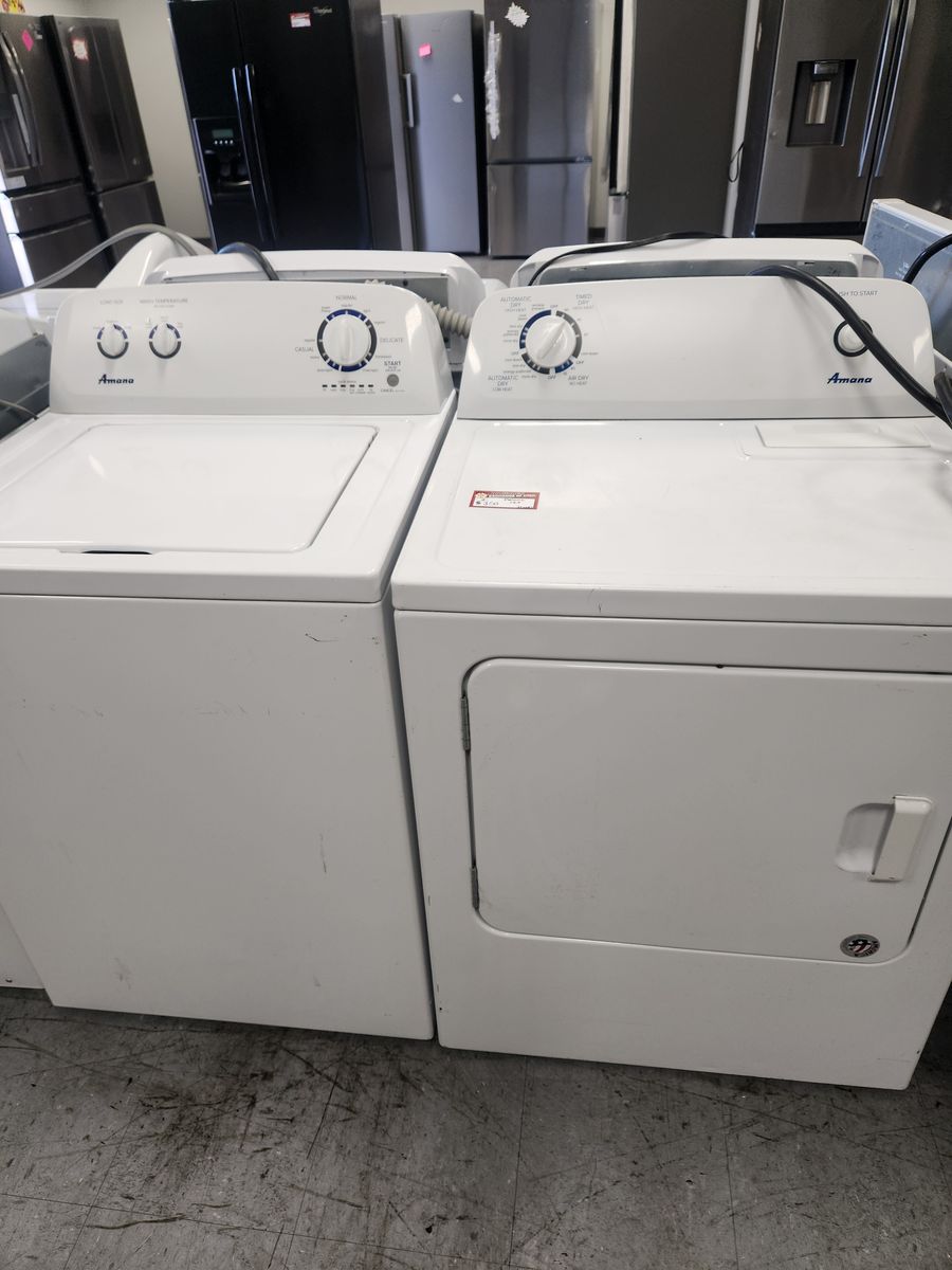 Amana White Top Load Washer and Electric Dryer Set Used
