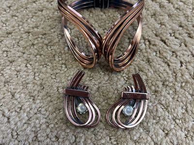 Copper Bracelet and Earring Set 'Renoir'- Vintage/Retro 1950's