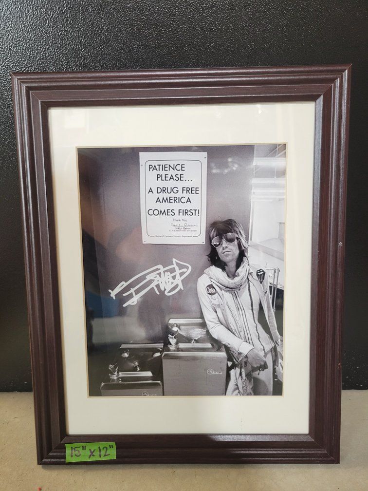 Framed Keith Richards Photo 15x12 In Brown Frame