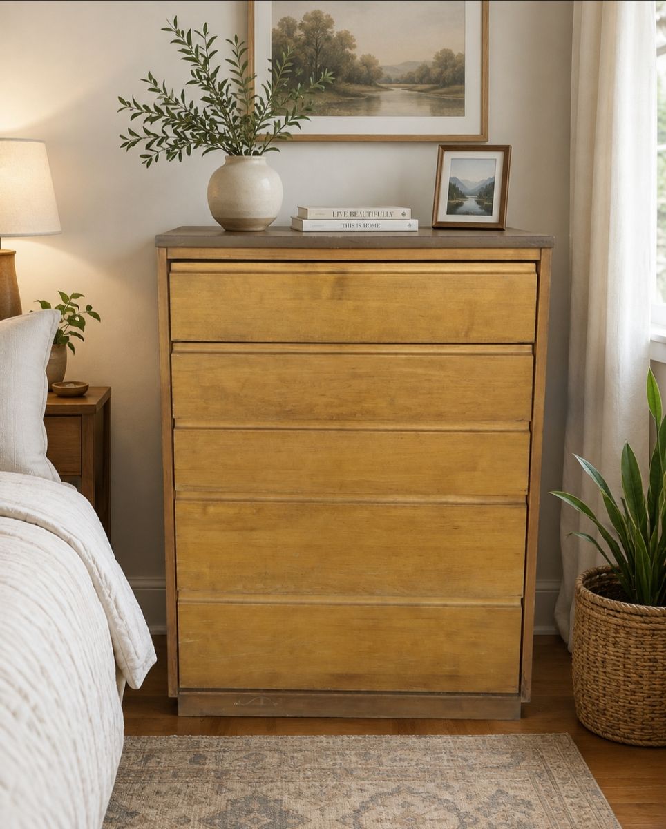 Solid Wood Five Drawer Dresser
