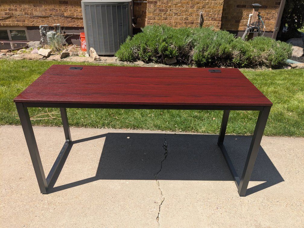 Cherry-Colored Wooden Top Desk