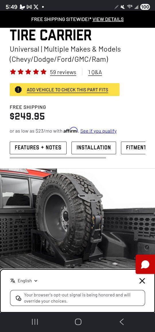 Rough Country Spare Tire Carrier