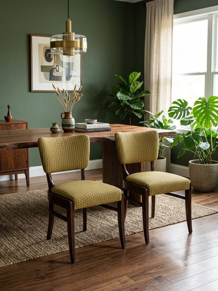 Pair of Vintage Mid-Century Modern Curved Back Accent Side Chairs