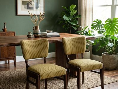 Pair of Vintage Mid-Century Modern Curved Back Accent Side Chairs